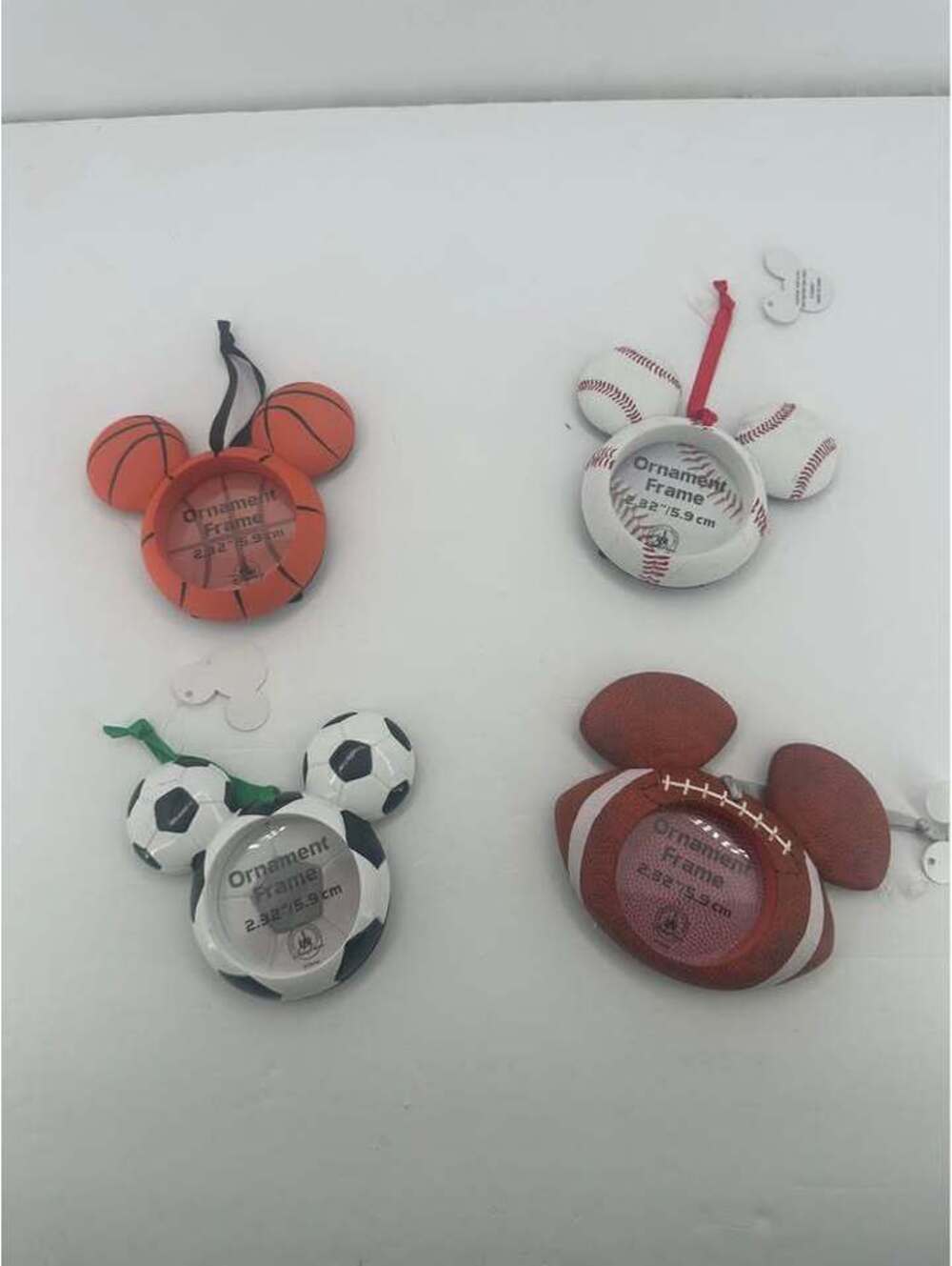 Disney Parks Mickey Mouse Ear Sports Ornament Photo Frames - Set of 4